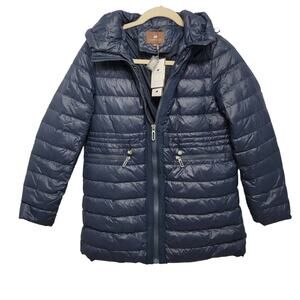 NWT Luzern Goose Down Full-Zip Puffer Jacket Size 2XL Blue Hooded